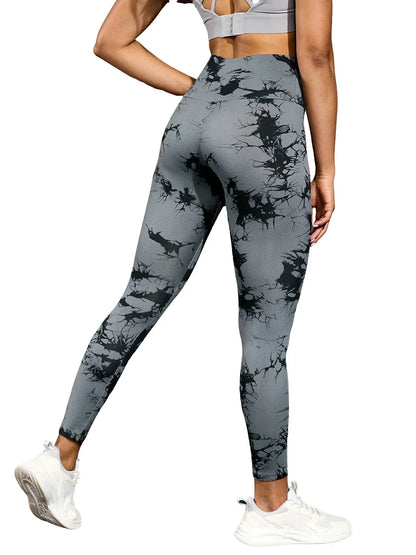 Seamless High-Waisted Tie-Dye Yoga Leggings – High Elasticity