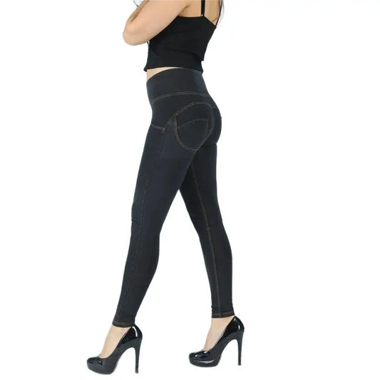 High-Waisted Women's Denim Jeans - Slim Fit Pencil Pants for Women