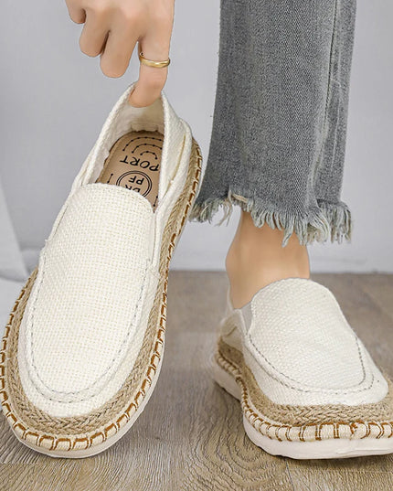 Comfortable Men's Slip-On Flats - Breathable Canvas Linen Loafers