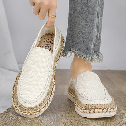 Comfortable Men's Slip-On Flats - Breathable Canvas Linen Loafers