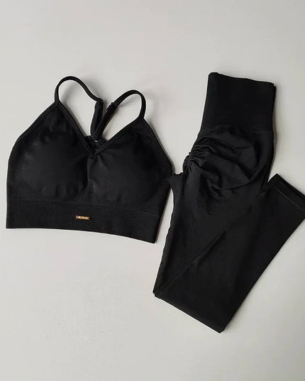 High-Waisted Hip-Lifting Women's Workout Bra and Leggings Set