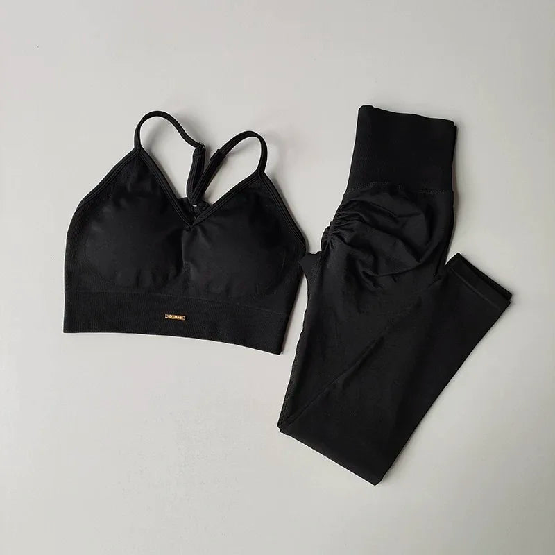 High-Waisted Hip-Lifting Women's Workout Bra and Leggings Set