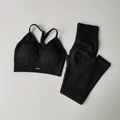 High-Waisted Hip-Lifting Women's Workout Bra and Leggings Set
