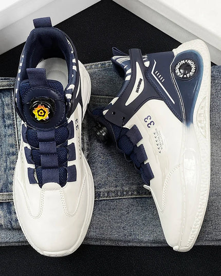 Men's Durable Sneakers with Rotating Tightening Disc – Non-Slip Lace-Up Athletic Shoes
