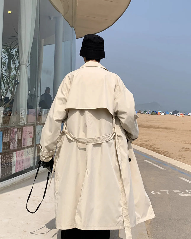 Korean-Inspired Trench Coat for Men - Streetwear Windbreaker Style