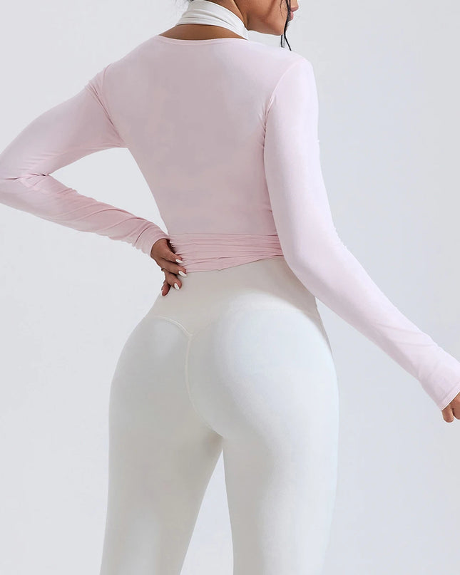Women's Slim Fit Long Sleeve Cropped Sweater with Side Ribbon