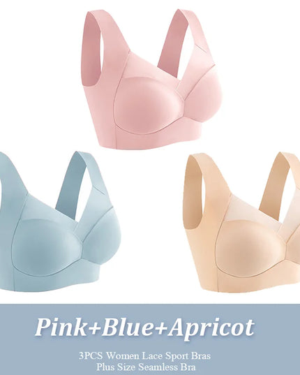 3-Pack Plus Size Women's Lace Backless Sport Bras