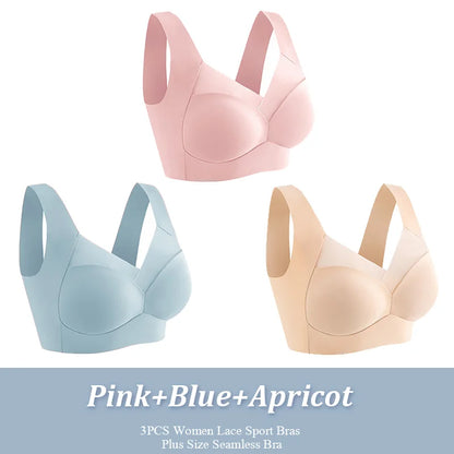 3-Piece Women's Seamless Lace Sports Bras