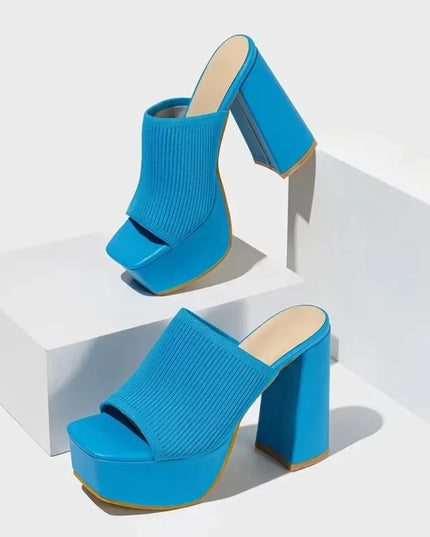 Open Toe High Heel Sandals for Women - Breathable Knitted Design