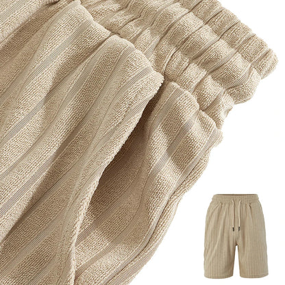 Men's Two-Piece Casual Button-Down Shirt and Drawstring Shorts Set