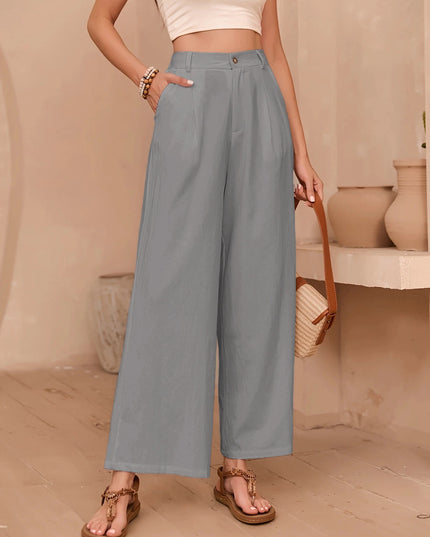 Chic Women's Linen Wide-Leg Pants with High Waist