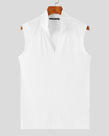 Men's Slim Fit Sleeveless Zip-Up High Collar Tank Top