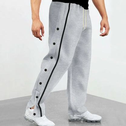 Men's Loose Fit Drawstring Joggers with Side Buttons