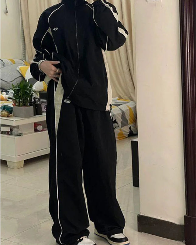 Women's Retro Loose-Fit Drawstring Casual Joggers - Wide Leg Fit