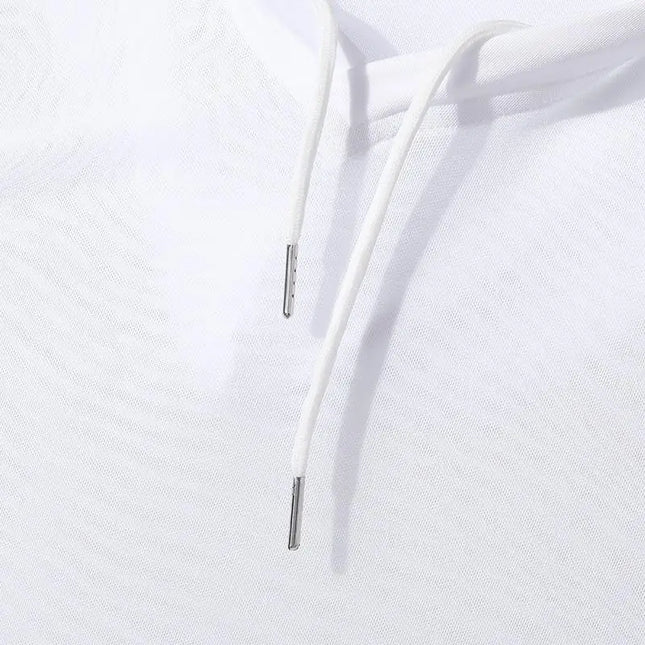 Men's Hooded Sport Tank Top with Transparent Design - Casual Drawstring Fitness Vest