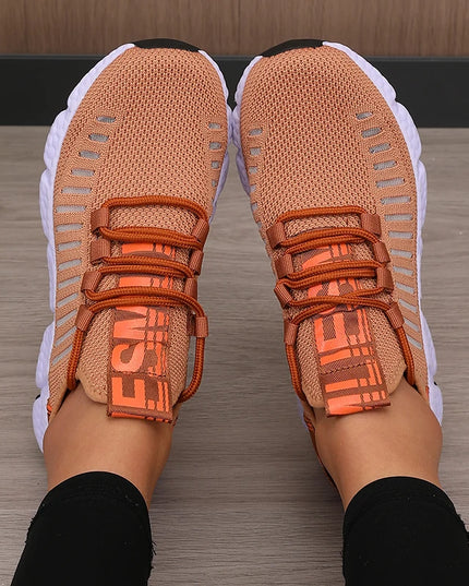 Regenerate Delete Women's Breathable Knitted Mesh Sneakers - Lightweight Lace up Shoes