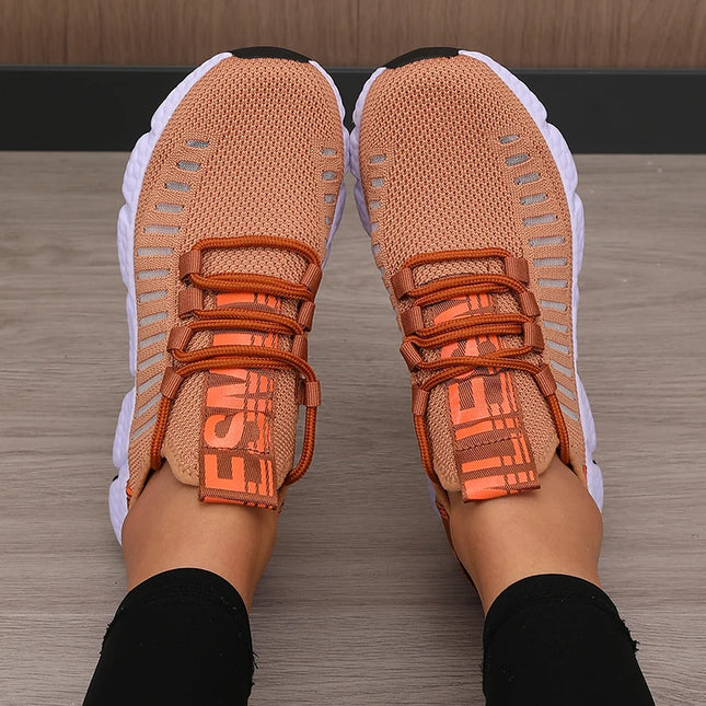 Regenerate Delete Women's Breathable Knitted Mesh Sneakers - Lightweight Lace up Shoes