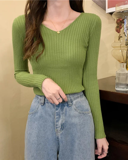 Women's V-Neck Slim Fit Sweater