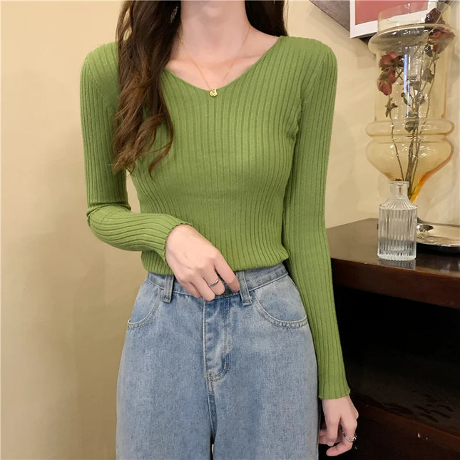 Women's V-Neck Slim Fit Sweater