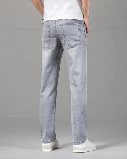 Straight Stretch Denim Men's High-Waist Jeans - Various Colors