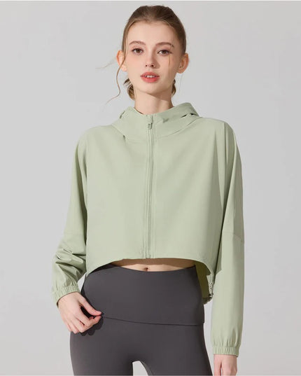 Women's Activewear Cropped Jacket - Breathable & Quick-Drying
