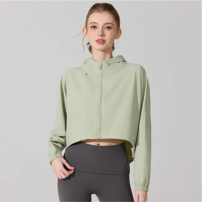 Women's Activewear Cropped Jacket - Breathable & Quick-Drying