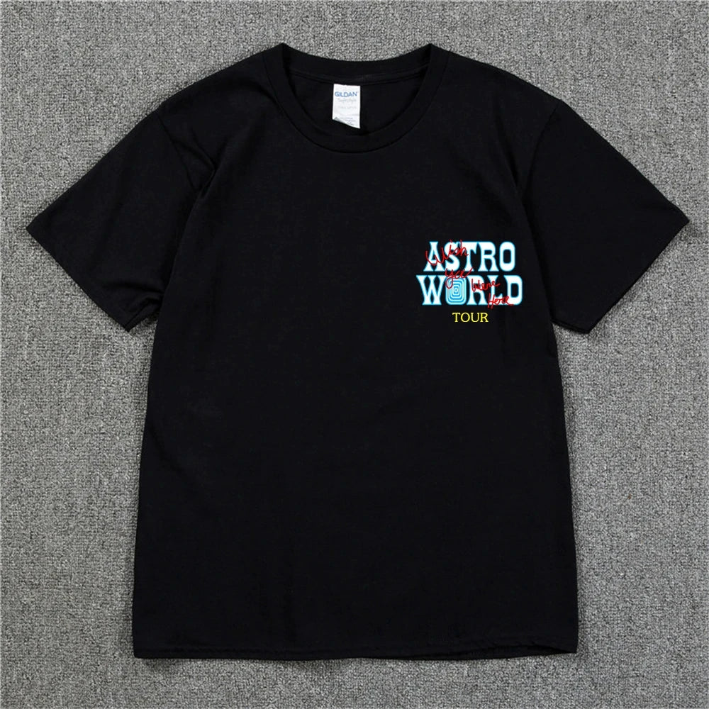 New Summer Hip Hop T Shirt Men Women Cactus Jack Harajuku T-Shirts WISH YOU WERE HERE Letter Print Tee Tops Fashion streetwear