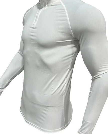 Men's Compression Elastic Long Sleeve Half-Zip High-Neck Sweater
