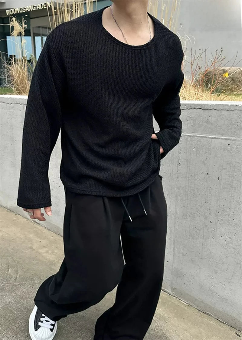 Men's Loose-Fit Breathable Knitted Long Sweater