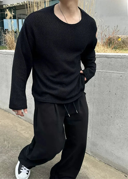 Men's Loose-Fit Breathable Knitted Long Sweater