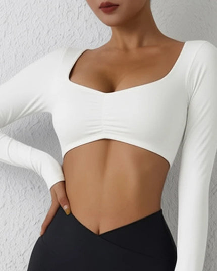 Women's Long-Sleeved Nylon Crop Top