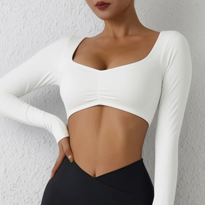 Women's Long-Sleeved Nylon Crop Top