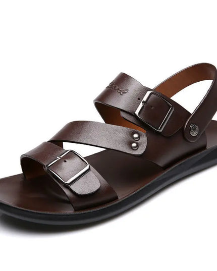 Men's Casual Faux Leather Sandals - Non-Slip, Breathable Roman Slippers