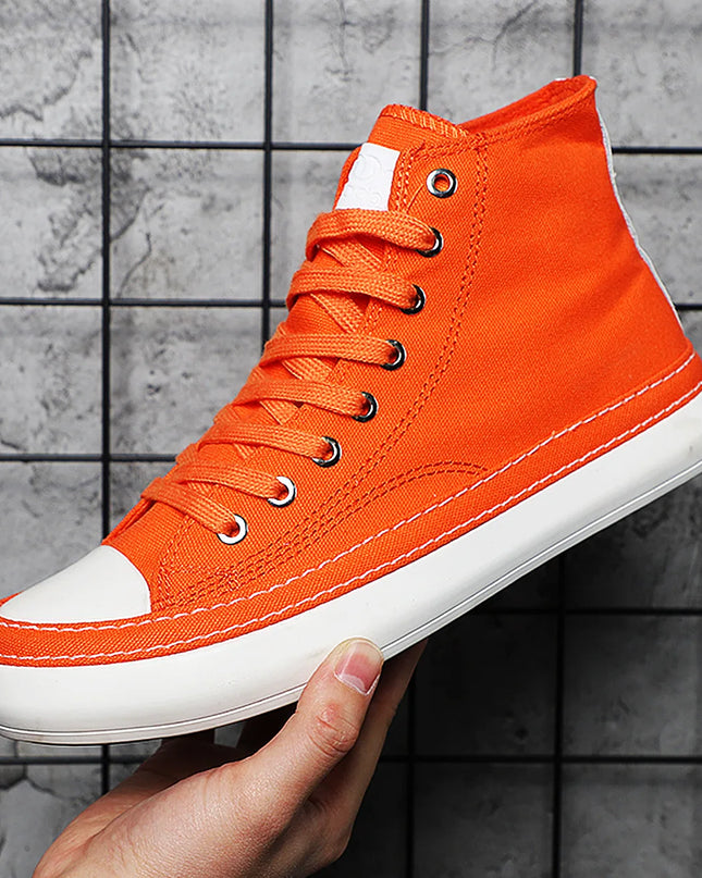 Men's High-Top Canvas Casual Sneakers – Fashion Lace-Up Vulcanized Shoes for Men