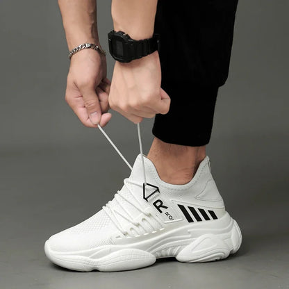 Men's Height-Boosting Running Shoes - Fly Weaving Sneakers with Thick Soles, Non-Slip and Comfort Fit