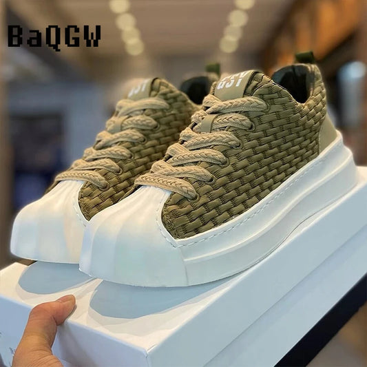BaQGW Striped Breathable Men's Soft Lightweight Retro Sneakers