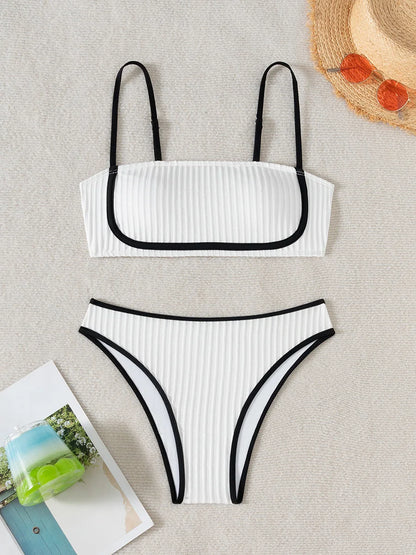 Women's High Waist Strappy Bikini Swimsuit