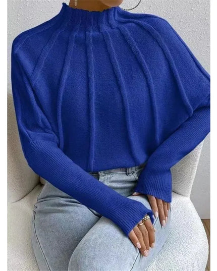 Knit Pullover Sweater with Batwing Sleeves for Women