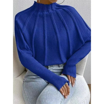 Knit Pullover Sweater with Batwing Sleeves for Women