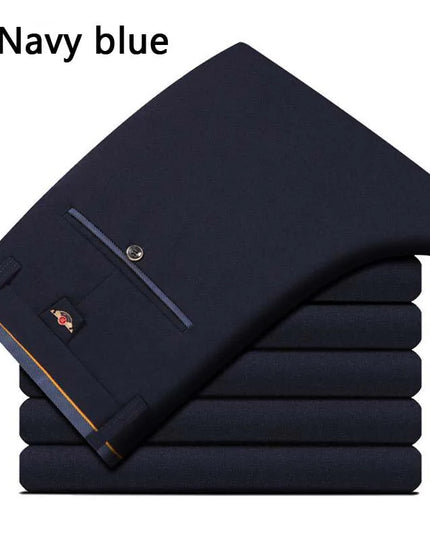 Men's Stretch Straight-Leg Trousers - Slim Fit Style