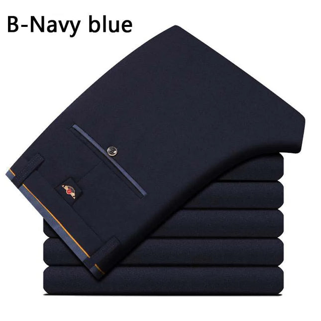 Men's Stretch Straight-Leg Trousers - Slim Fit Style