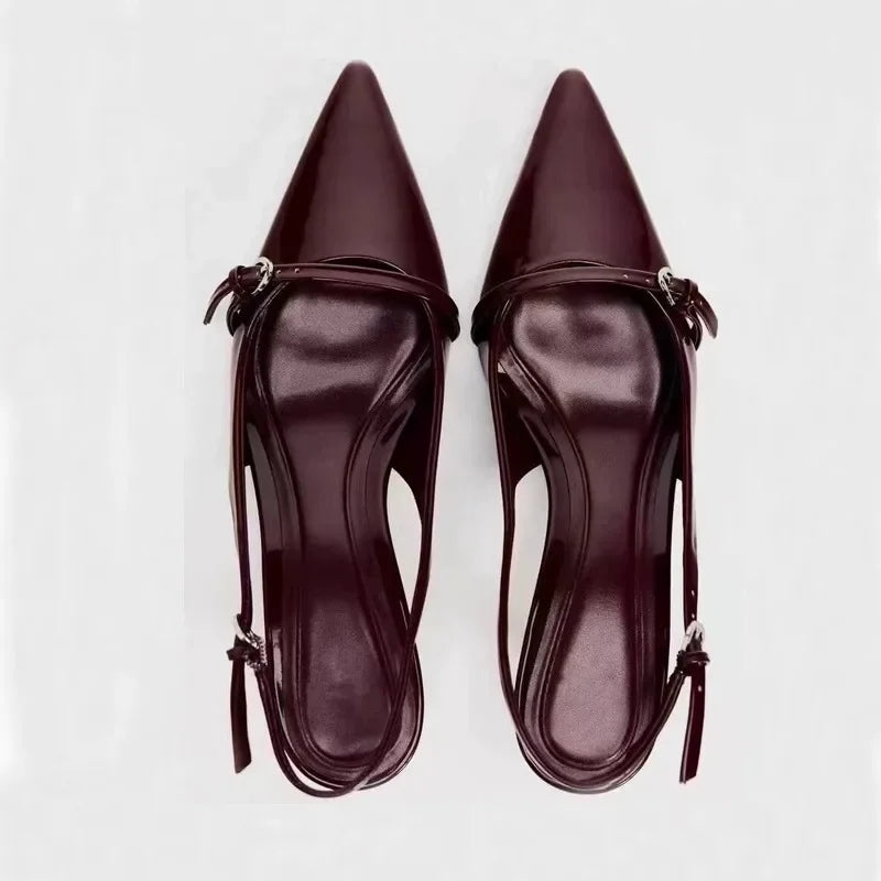 Women's Pointed Toe High Heels with Metal Buckle