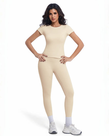 Women's 2-Piece Athletic Set - Ultra-Soft Short Sleeve T-Shirt & High-Waist Leggings