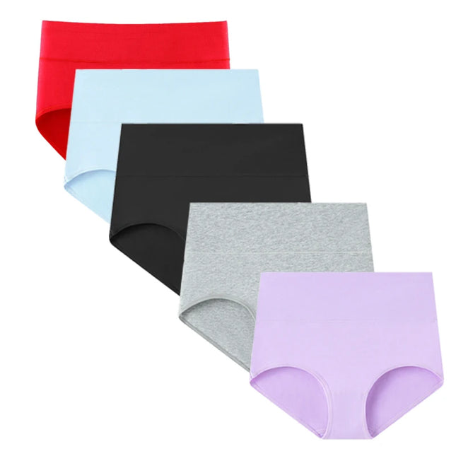 Set of 5 Women's High Waist Cotton Breathable Panties