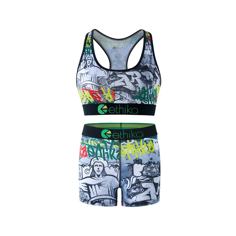 ETHIKA Women's Two-Piece Vest Shorts Swimsuit with Sweat-Absorbing and Quick-Drying Fabric