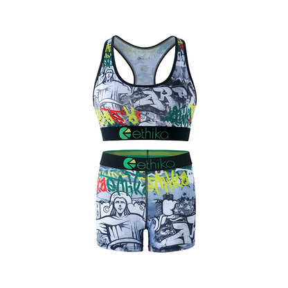 ETHIKA Women's Two-Piece Vest Shorts Swimsuit with Sweat-Absorbing and Quick-Drying Fabric