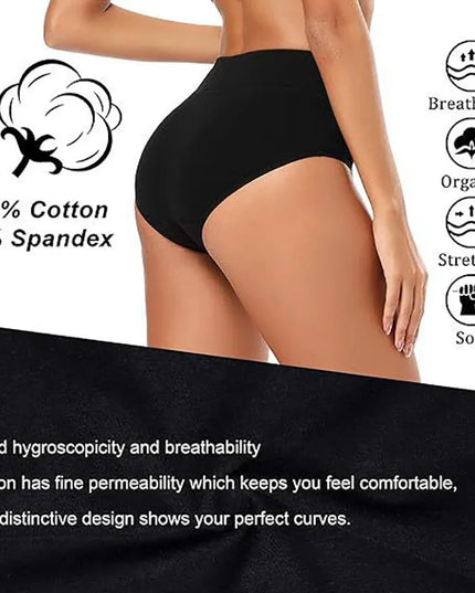 Set of 5 Women's High Waist Cotton Breathable Panties