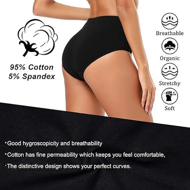 Set of 5 Women's High Waist Cotton Breathable Panties