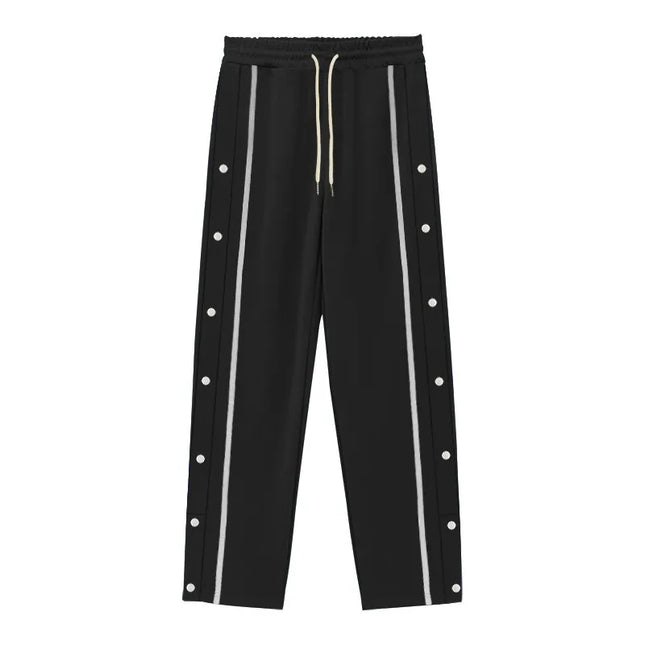 Men's Loose Fit Drawstring Joggers with Side Buttons