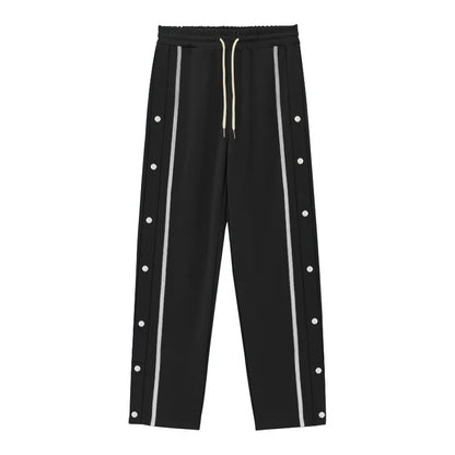Men's Loose Fit Drawstring Joggers with Side Buttons